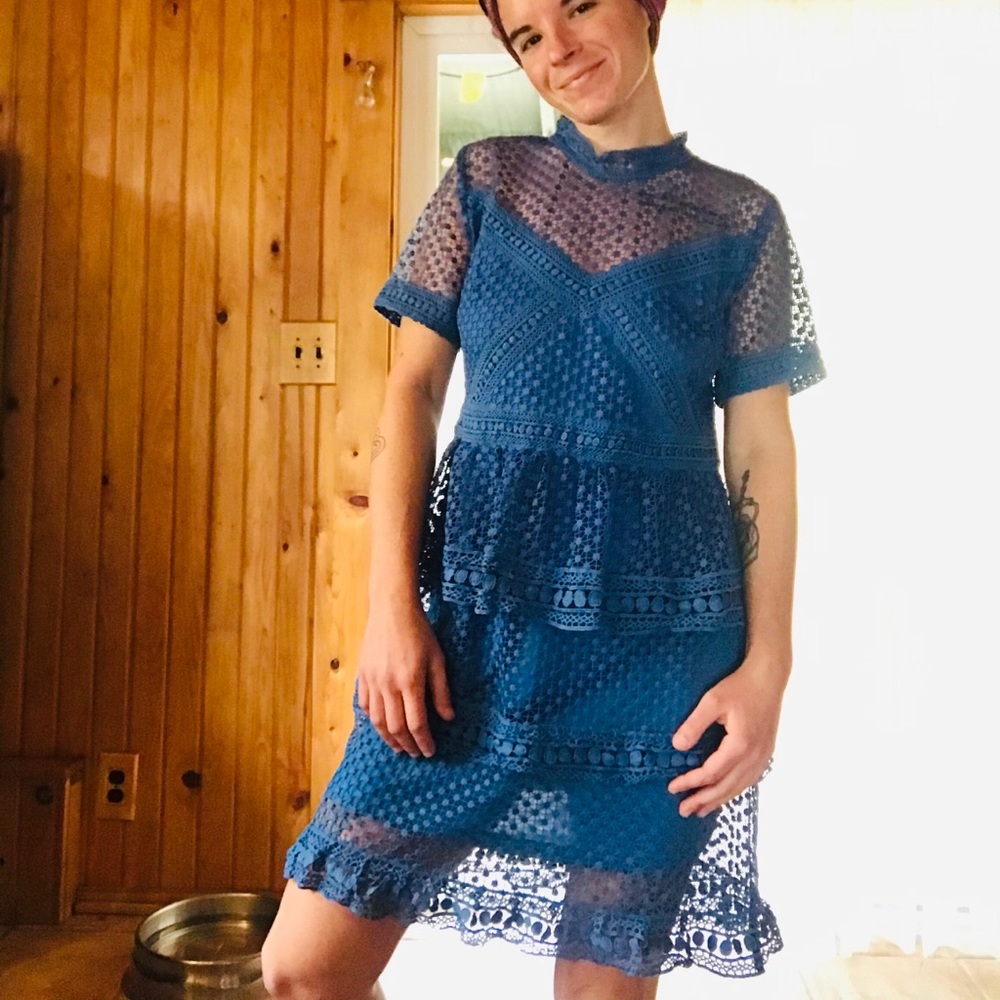 Blue Lace Mini Dress